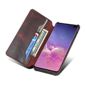 For Samsung Galaxy S10+ Denior Oil Wax Top Layer Cowhide Simple Flip Leather Case(Dark Red) Eurekaonline