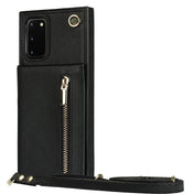 For Samsung Galaxy S20 FE 5G Cross-body Zipper Square TPU+PU Back Cover Case with Holder & Card Slots & Wallet & Strap(Black) Eurekaonline