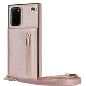 For Samsung Galaxy S20 FE 5G Cross-body Zipper Square TPU+PU Back Cover Case with Holder & Card Slots & Wallet & Strap(Rose Gold) Eurekaonline