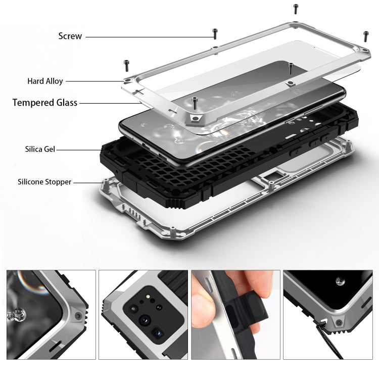 For Samsung Galaxy S20 Plus R-JUST Waterproof Shockproof Dustproof Metal + Silicone Protective Case(Silver) Eurekaonline