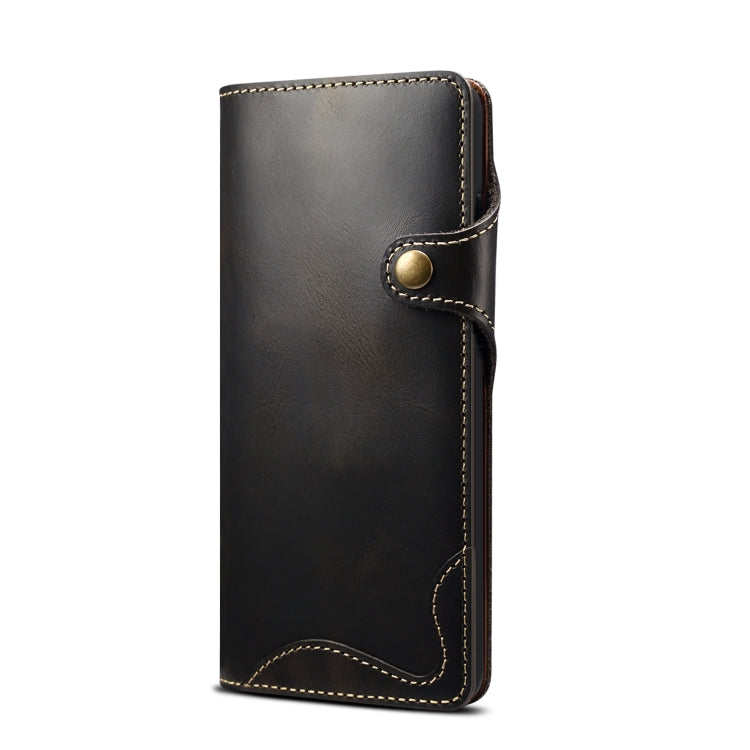 For Samsung Galaxy S20 Ultra Denior Oil Wax Cowhide Magnetic Button Genuine Leather Case(Black) Eurekaonline