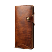 For Samsung Galaxy S20 Ultra Denior Oil Wax Cowhide Magnetic Button Genuine Leather Case(Brown) Eurekaonline