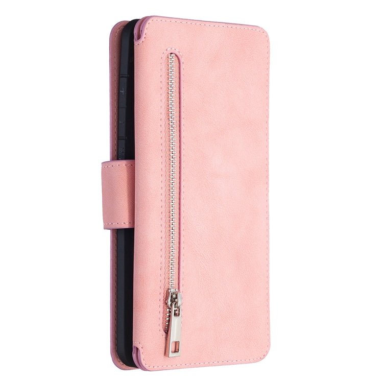 For Samsung Galaxy S20 Ultra Detachable Frosted Magnetic Horizontal Flip PU Leather Case with Card Slots & Holder & Zipper Wallet & Photo Frame(Pink) Eurekaonline