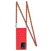 For Samsung Galaxy S20 Ultra Elegant Rhombic Pattern Microfiber Leather +TPU Shockproof Case with Crossbody Strap Chain(Red) Eurekaonline