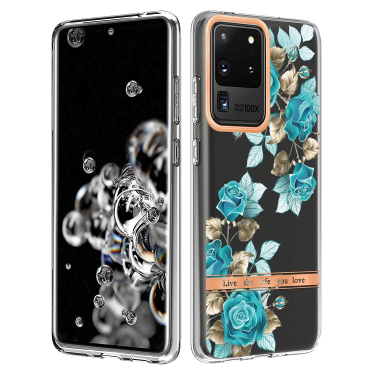 For Samsung Galaxy S20 Ultra Flowers and Plants Series IMD TPU Phone Case(Blue Rose) Eurekaonline