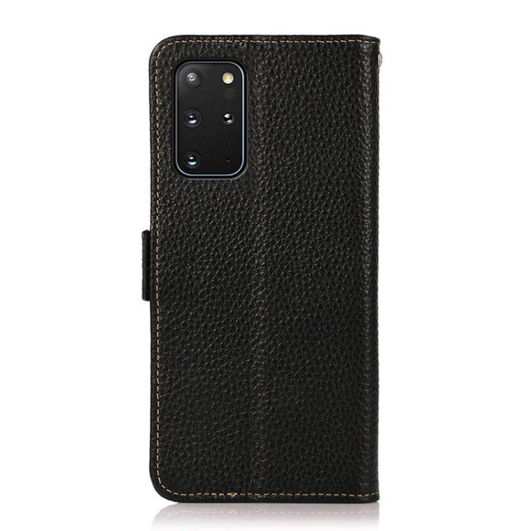 For Samsung Galaxy S20 Ultra KHAZNEH Side-Magnetic Litchi Genuine Leather RFID Phone Case(Black) Eurekaonline