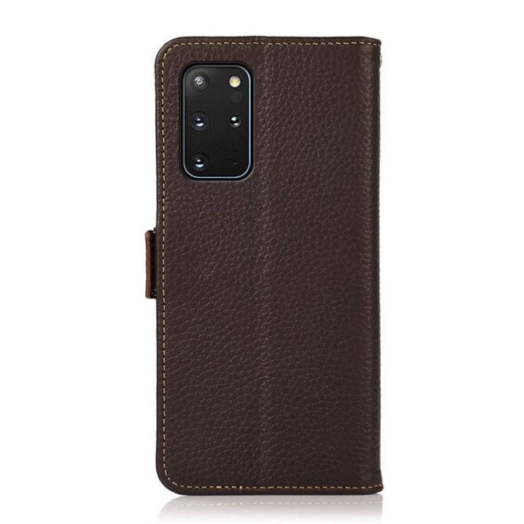 For Samsung Galaxy S20 Ultra KHAZNEH Side-Magnetic Litchi Genuine Leather RFID Phone Case(Brown) Eurekaonline