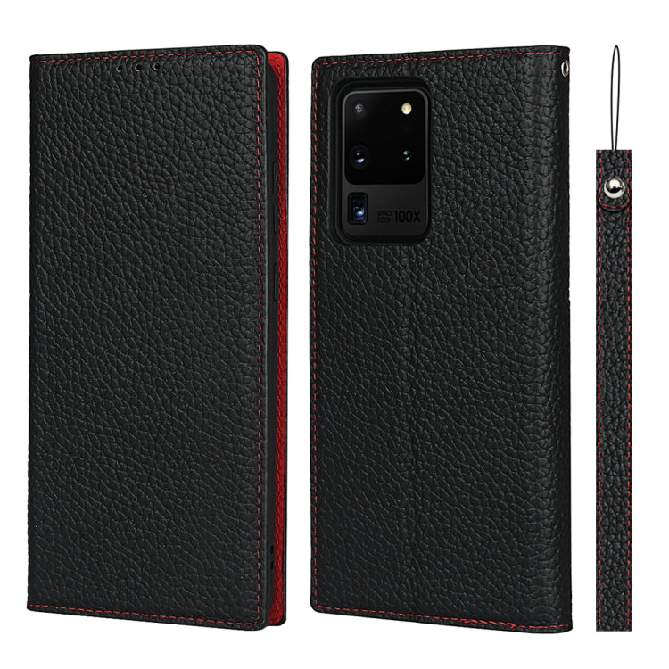 For Samsung Galaxy S20 Ultra Litchi Genuine Leather Phone Case(Black) Eurekaonline