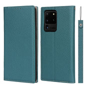 For Samsung Galaxy S20 Ultra Litchi Genuine Leather Phone Case(Sky Blue) Eurekaonline