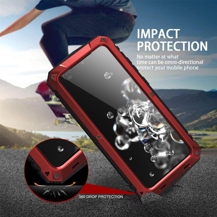 For Samsung Galaxy S20 Ultra R-JUST Waterproof Shockproof Dustproof Metal + Silicone Protective Case(Red) Eurekaonline