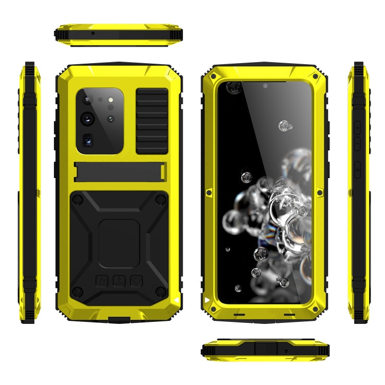 For Samsung Galaxy S20 Ultra R-JUST Waterproof Shockproof Dustproof Metal + Silicone Protective Case(Yellow) Eurekaonline
