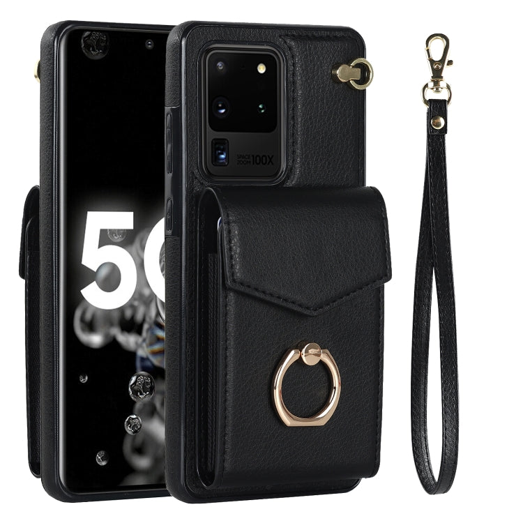 For Samsung Galaxy S20 Ultra Ring Holder RFID Card Slot Phone Case(Black) Eurekaonline