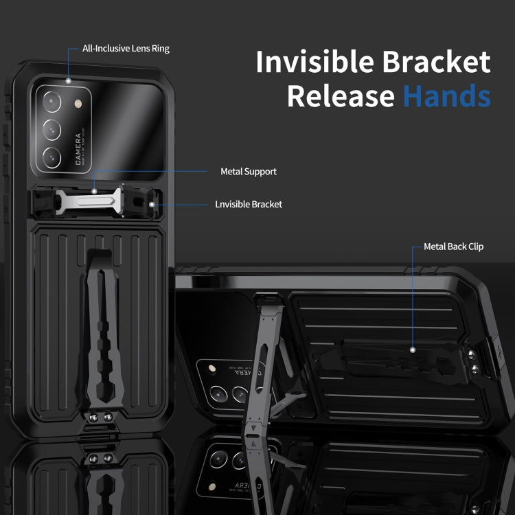 For Samsung Galaxy S21+ 5G Armor Shockproof Splash-proof Dust-proof Phone Case with Holder(Black) Eurekaonline