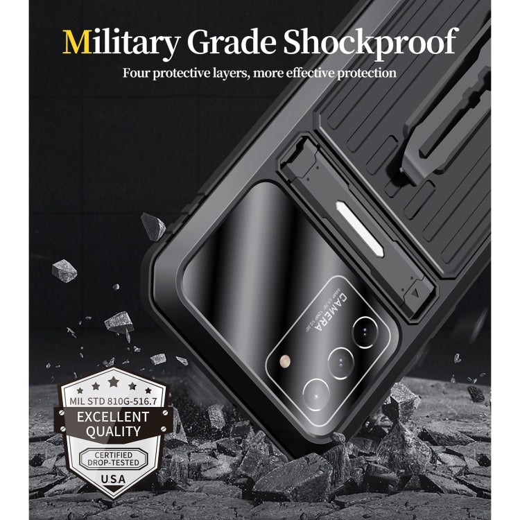 For Samsung Galaxy S21+ 5G Armor Shockproof Splash-proof Dust-proof Phone Case with Holder(Black) Eurekaonline