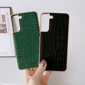 For Samsung Galaxy S21 5G Crocodile Texture Genuine Leather Electroplating Phone Case(Brown) Eurekaonline