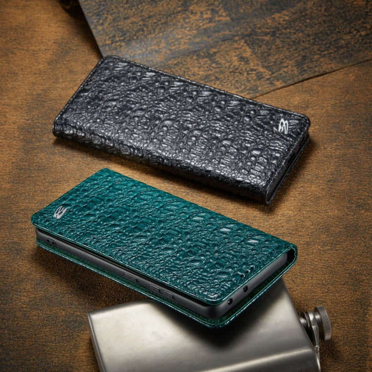 For Samsung Galaxy S21+ 5G Fierre Shann Crocodile Texture Magnetic Horizontal Flip Genuine Leather Case with Holder & Card Slot(Green) Eurekaonline