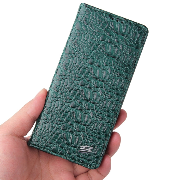 For Samsung Galaxy S21 5G Fierre Shann Crocodile Texture Magnetic Horizontal Flip Genuine Leather Case with Holder & Card Slot(Green) Eurekaonline