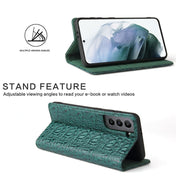 For Samsung Galaxy S21+ 5G Fierre Shann Crocodile Texture Magnetic Horizontal Flip Genuine Leather Case with Holder & Card Slot(Green) Eurekaonline