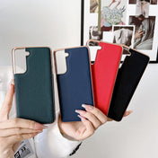 For Samsung Galaxy S21 5G Genuine Leather Luolai Series Nano Electroplating Phone Case(Black) Eurekaonline