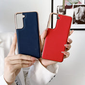 For Samsung Galaxy S21+ 5G Genuine Leather Luolai Series Nano Electroplating Phone Case(Red) Eurekaonline