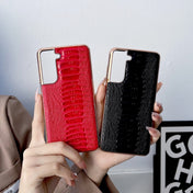 For Samsung Galaxy S21 5G Genuine Leather Weilai Series Nano Electroplating Phone Case(Black) Eurekaonline