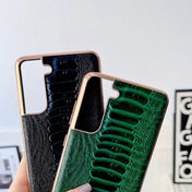 For Samsung Galaxy S21 5G Genuine Leather Weilai Series Nano Electroplating Phone Case(Black) Eurekaonline