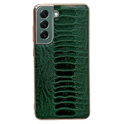 For Samsung Galaxy S21+ 5G Genuine Leather Weilai Series Nano Electroplating Phone Case(Green) Eurekaonline