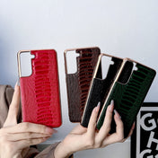 For Samsung Galaxy S21+ 5G Genuine Leather Weilai Series Nano Electroplating Phone Case(Red) Eurekaonline