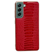 For Samsung Galaxy S21+ 5G Genuine Leather Weilai Series Nano Electroplating Phone Case(Red) Eurekaonline