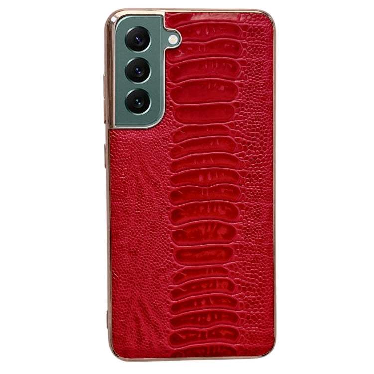 For Samsung Galaxy S21+ 5G Genuine Leather Weilai Series Nano Electroplating Phone Case(Red) Eurekaonline