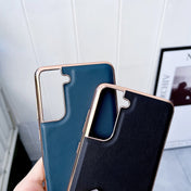 For Samsung Galaxy S21 5G Genuine Leather Xiaoya Series Nano Electroplating Phone Case(Blue) Eurekaonline