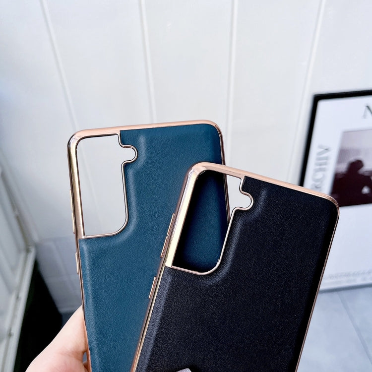 For Samsung Galaxy S21+ 5G Genuine Leather Xiaoya Series Nano Electroplating Phone Case(Coffee) Eurekaonline