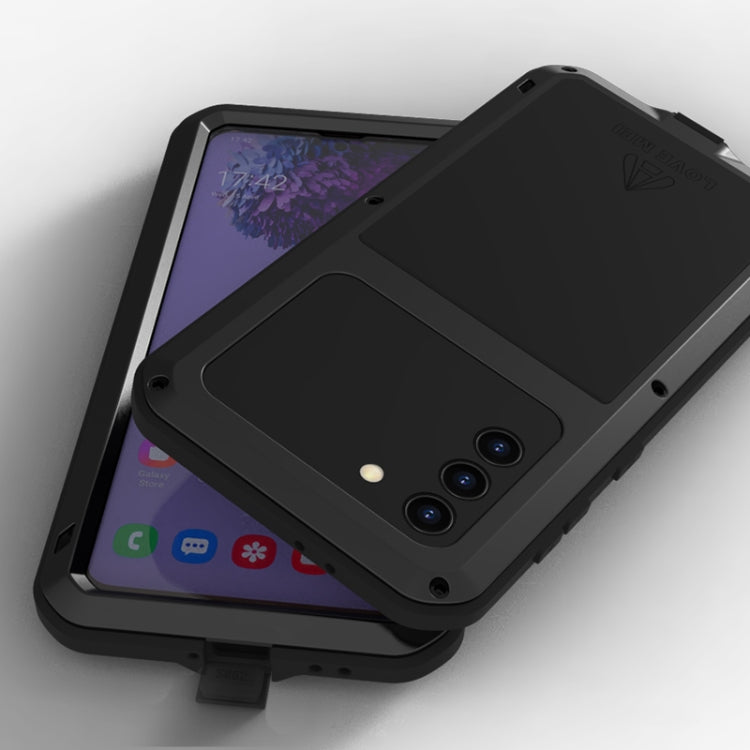 For Samsung Galaxy S21+ 5G LOVE MEI Metal Shockproof Waterproof Dustproof Protective Case with Glass(Black) Eurekaonline