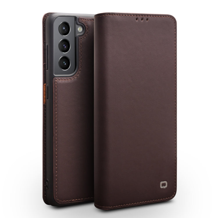 For Samsung Galaxy S21+ 5G QIALINO Classic Gen2 Genuine Leather Phone Case(Brown) Eurekaonline