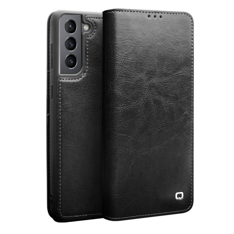 For Samsung Galaxy S21+ 5G QIALINO Genuine Leather Phone Case(Black) Eurekaonline
