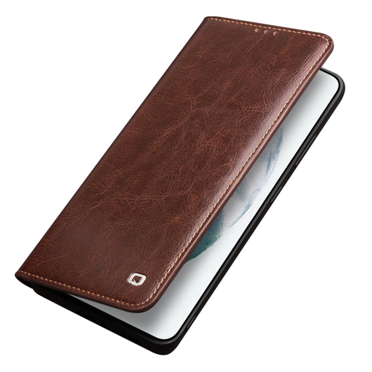 For Samsung Galaxy S21 5G QIALINO Genuine Leather Phone Case(Brown) Eurekaonline