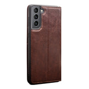 For Samsung Galaxy S21+ 5G QIALINO Genuine Leather Phone Case(Brown) Eurekaonline