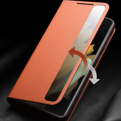 For Samsung Galaxy S21 5G QIALINO Genuine Leather Side Window View Smart Phone Case(Black) Eurekaonline