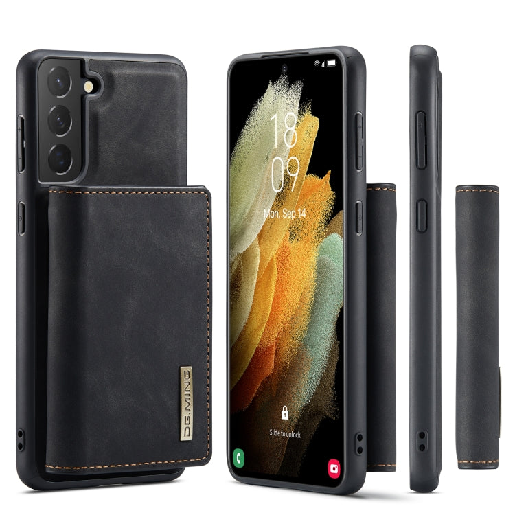 For Samsung Galaxy S21+ DG.MING M1 Series 3-Fold Multi Card Wallet + Magnetic Back Cover Shockproof Case with Holder Function(Black) Eurekaonline