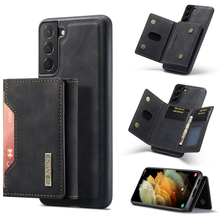 For Samsung Galaxy S21+ DG.MING M2 Series 3-Fold Multi Card Bag + Magnetic Back Cover Shockproof Case with Wallet & Holder Function(Black) Eurekaonline