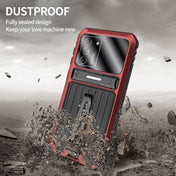 For Samsung Galaxy S21 Ultra 5G Armor Shockproof Splash-proof Dust-proof Phone Case with Holder(Red) Eurekaonline