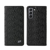 For Samsung Galaxy S21 Ultra 5G Fierre Shann Crocodile Texture Magnetic Horizontal Flip Genuine Leather Case with Holder & Card Slot(Black) Eurekaonline