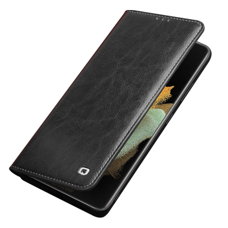 For Samsung Galaxy S21 Ultra 5G QIALINO Genuine Leather Phone Case(Black) Eurekaonline
