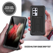 For Samsung Galaxy S21 Ultra 5G R-JUST Sliding Lens Cover Shockproof Dustproof Waterproof Metal + Silicone Case with Invisible Holder(Black) Eurekaonline