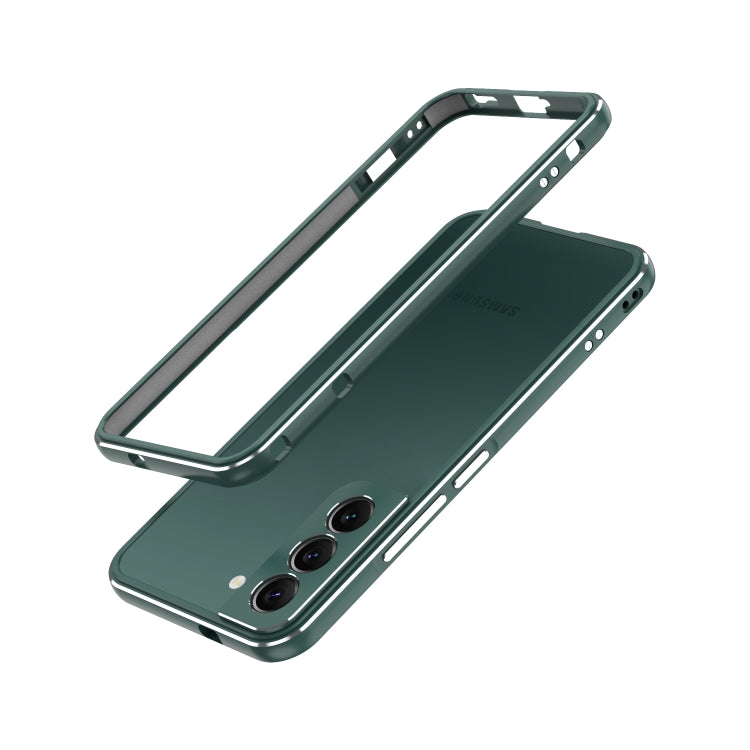 For Samsung Galaxy S22+ 5G Aurora Series Lens Protector + Metal Frame Protective Phone Case(Green Silver) Eurekaonline