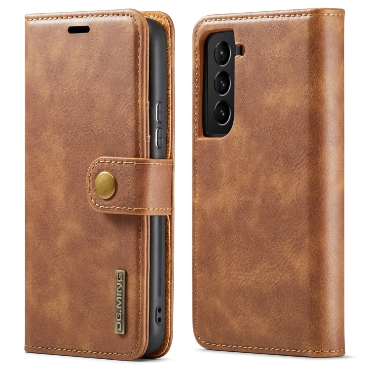 For Samsung Galaxy S22 5G DG.MING Crazy Horse Texture Detachable Magnetic Leather Phone Case(Brown) Eurekaonline