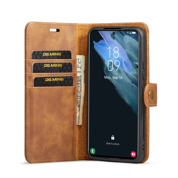 For Samsung Galaxy S22 5G DG.MING Crazy Horse Texture Detachable Magnetic Leather Phone Case(Brown) Eurekaonline