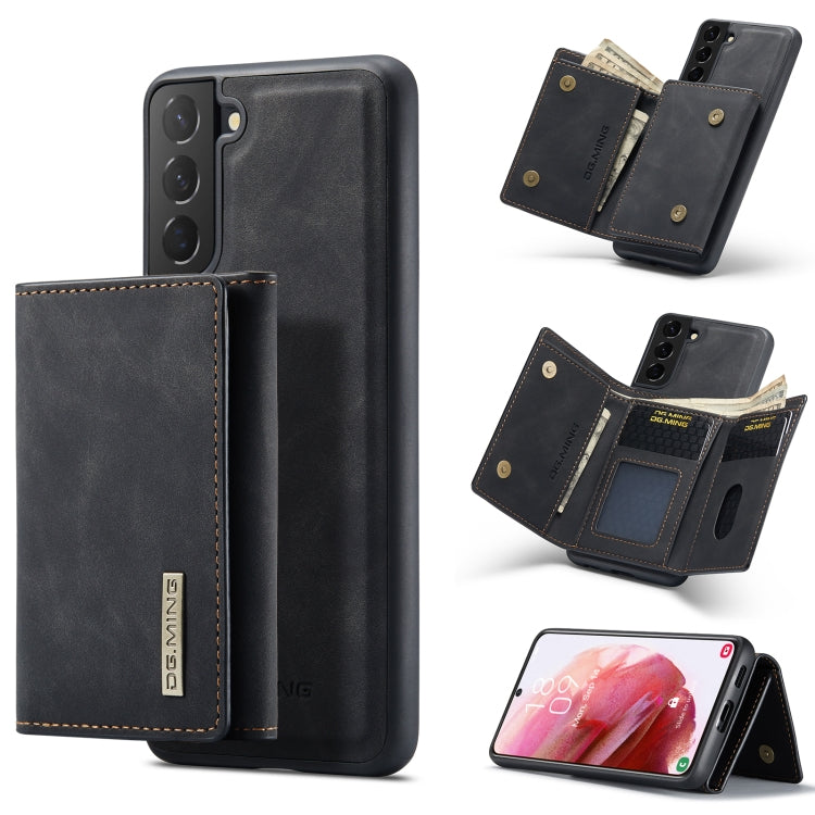 For Samsung Galaxy S22 5G DG.MING M1 Series 3-Fold Multi Card Wallet + Magnetic Phone Case(Black) Eurekaonline