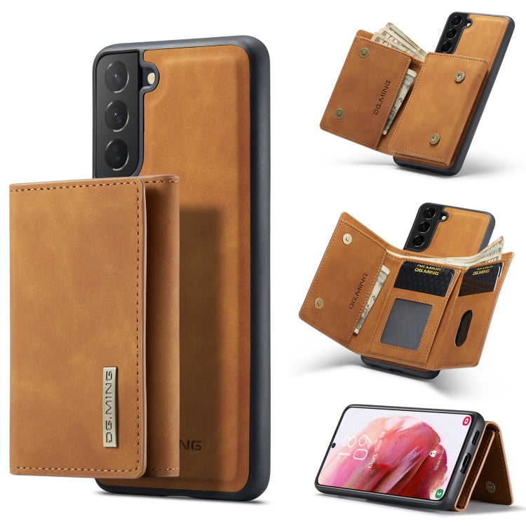 For Samsung Galaxy S22 5G DG.MING M1 Series 3-Fold Multi Card Wallet + Magnetic Phone Case(Brown) Eurekaonline