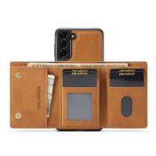 For Samsung Galaxy S22 5G DG.MING M1 Series 3-Fold Multi Card Wallet + Magnetic Phone Case(Brown) Eurekaonline